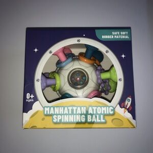 Manhattan Beige Atomic Sensory Spinning Ball Baby Teether Toy